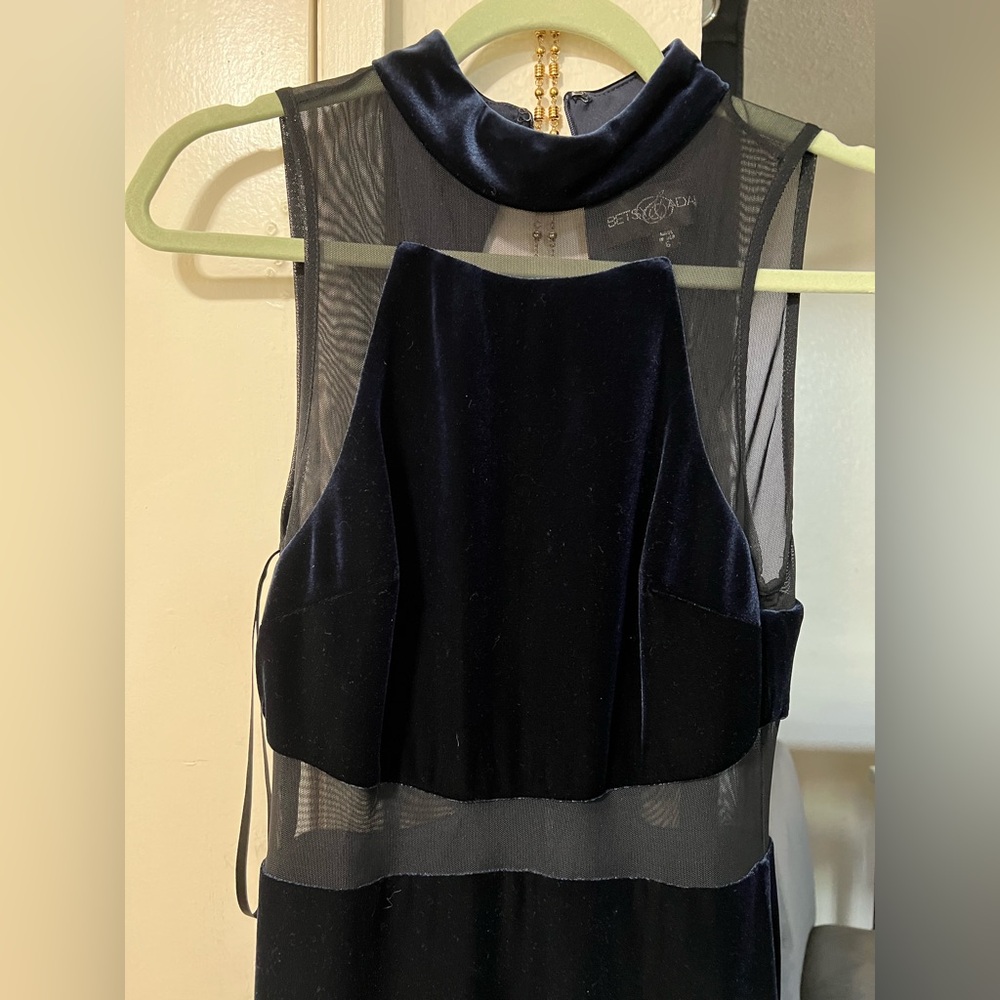 Betsy & Adam Navy Blue Formal Gown
